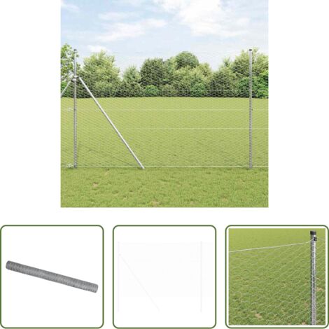 vidaXL Cerca de terraza -  Cerca Hexagonal Plateado 1,5 x 10 m Acero galvanizado