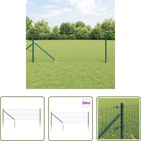vidaXL Cerca exterior -  Valla con Poste Verde 0,4 x 50 m Acero y PVC