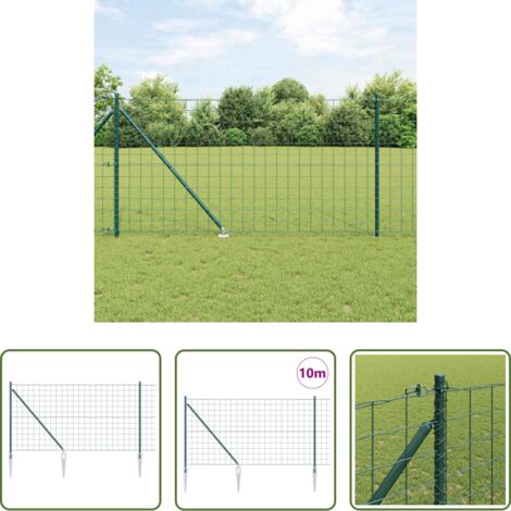 vidaXL Cerca exterior -  Valla con Poste Verde 1,2 x 10 m Acero