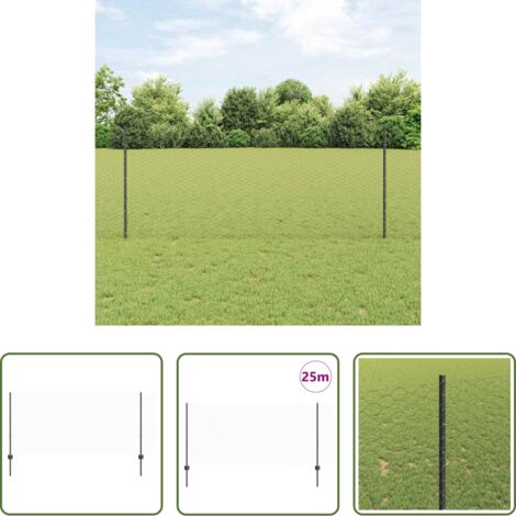 vidaXL Cerca gris -  Valla con Poste Gris 1 x 25 m Acero