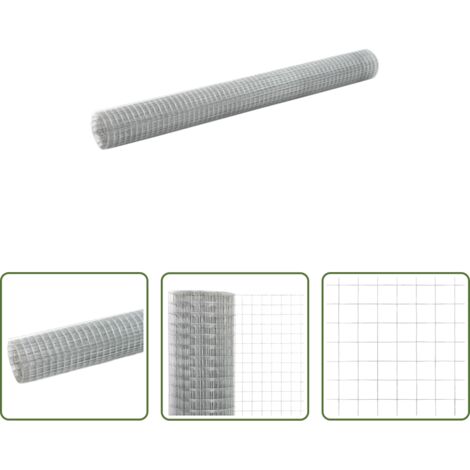 vidaXL Cercado para aves -  Alambrada de gallinero acero galvanizado plateada 10x1,5 m