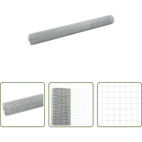 vidaXL Cercado para aves -  Alambrada de gallinero acero galvanizado plateada 10x1,5 m