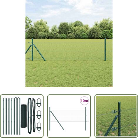 vidaXL Cercas exteriores -  Poste de Valla Verde 10 x 0,5 m (malla de 25 mm) Acero y PVC