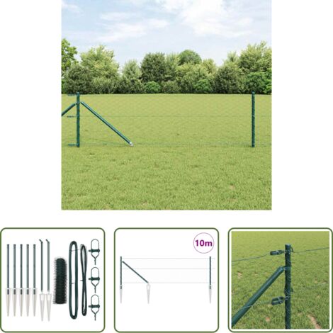vidaXL Cercas exteriores -  Poste de Valla Verde 10 x 0,8 m (malla de 50 mm) Acero y PVC