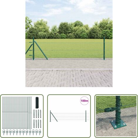 vidaXL Cercas exteriores -  Poste de Valla Verde 100 x 0,5 m (malla de 13 mm) Acero y PVC
