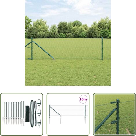 vidaXL Cercas exteriores -  Poste de Valla Verde 25 x 0,8 m (malla de 36 mm) Acero y PVC