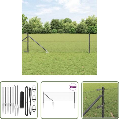 vidaXL Cercas -  Poste de Valla Gris 10 x 0,6 m (malla de 13 mm) Acero y PVC