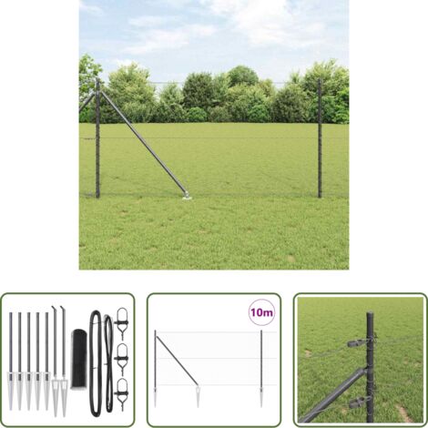 vidaXL Cercas -  Poste de Valla Gris 10 x 1 m (malla de 25 mm) Acero y PVC