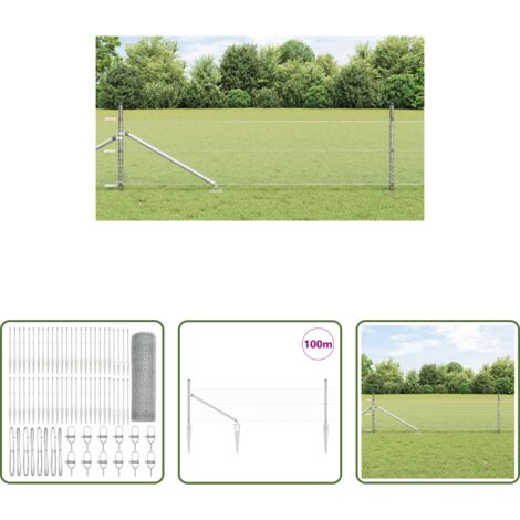 vidaXL Cercas -  Poste de Valla Plateado 100 x 0,8 m (malla de 13 mm) Acero