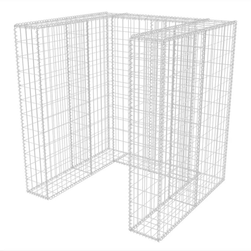 

vidaXL Cesta Muro Gaviones Ocultar Basurero Cubo Malla Metálica Individial 110x100x120 cm - Plateado