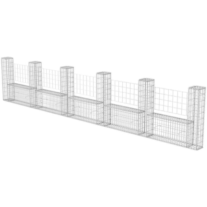 

Cesta en forma de U muro de gaviones galvanizado 570x20x100 cm - Plateado - Vidaxl