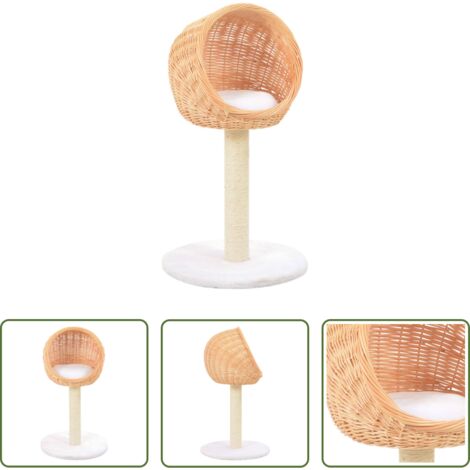 vidaXL Cesta para gatos -  Rascador para gatos con poste de sisal madera natural de sauce