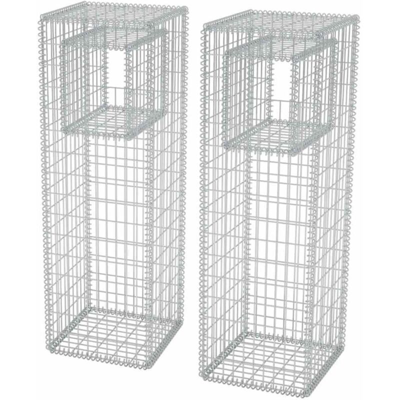 

Cesta poste/jardinera de gaviones 2 unidades acero 50x50x160 cm - Plateado - Vidaxl