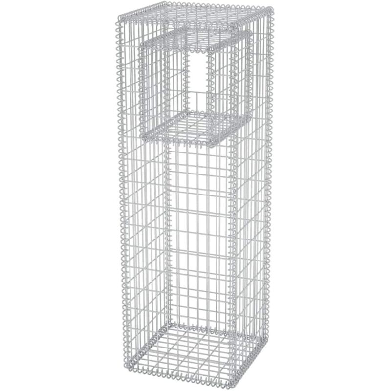 

vidaXL Cesta poste/jardinera de gaviones de acero 50x50x160 cm - Plateado