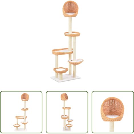 vidaXL Cestas para gatos -  Rascador para gatos con poste de sisal madera natural de sauce