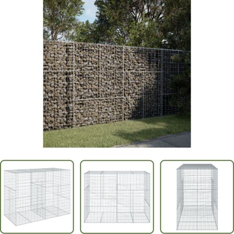 vidaXL Cesto esterno -  Cesto Gabbione con Copertura 200x100x150 cm in Ferro Zincato
