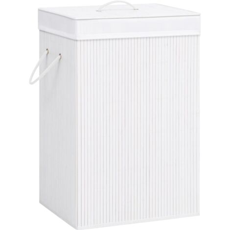 Cesto Portabiancheria Pieghevole DUCOO - Rete In Poliestere, 70 Litri, 37x37x57 Cm - Bianco Con Tasca Laterale - 2