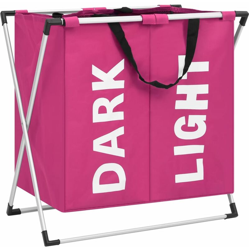 

vidaXL Cesto separador de ropa sucia 2 secciones rosa - Rosa