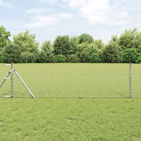 vidaXL Chain Link Fence Silver