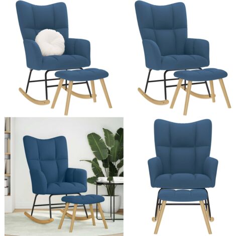 vidaXL Chaise à bascule avec repose-pied Bleu Tissu