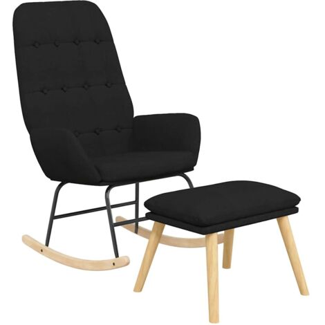 vidaXL Chaise à bascule avec repose-pied Noir Tissu