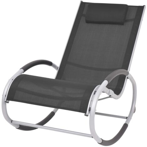 vidaXL Chaise à bascule d'extérieur Noir Textilène