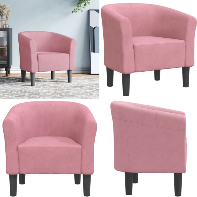 Vidaxl - Chaise cabriolet rose velours
