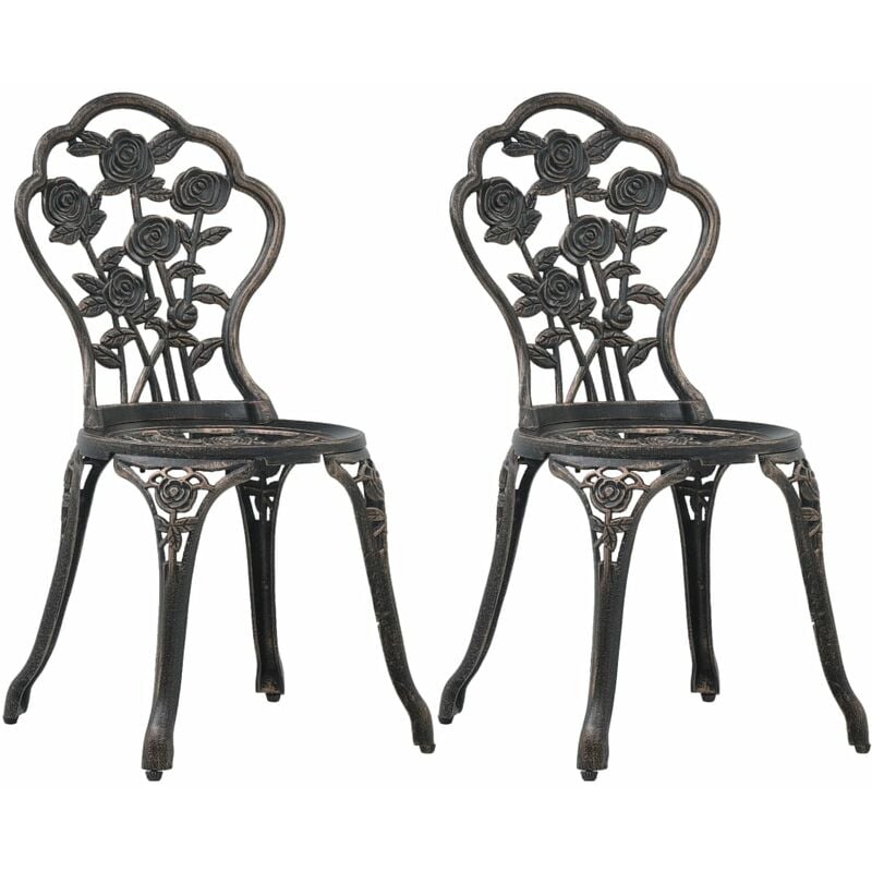Chaises de bistro 2 pcs Bronze Aluminium coulé