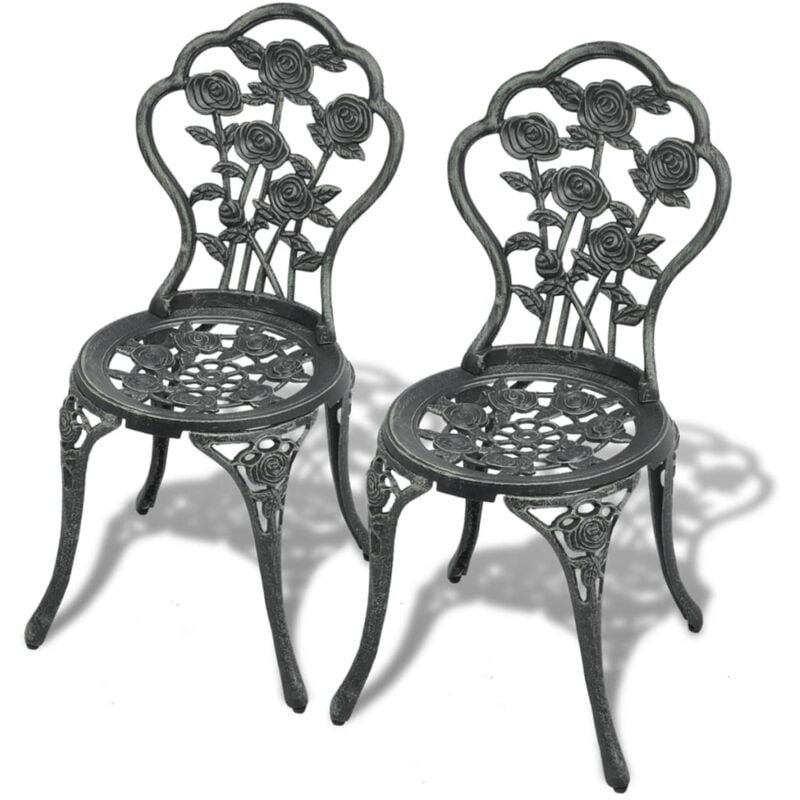Vidaxl - Chaises de bistro lot de 2 Aluminium coulé Vert