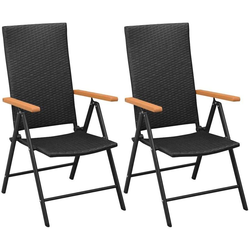 Vidaxl - Chaises empilables de jardin 2 pcs Résine tressée Noir