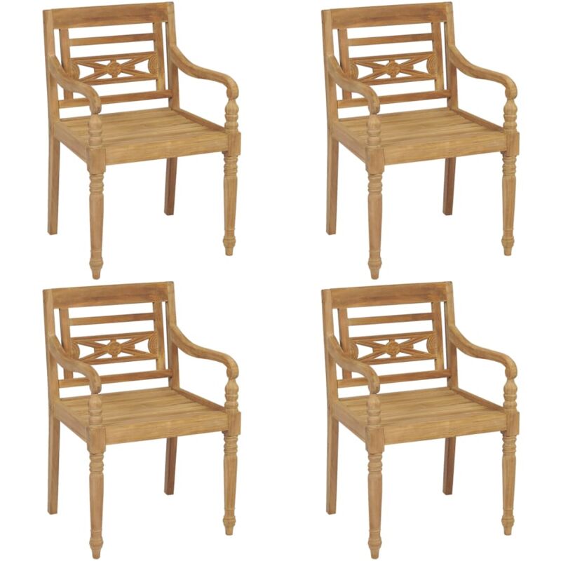 Vidaxl - Chaises Batavia lot de 4 Bois de teck solide
