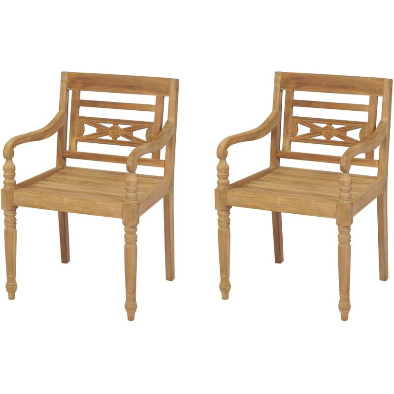 Chaises Batavia lot de 2 Bois de teck solide Vidaxl