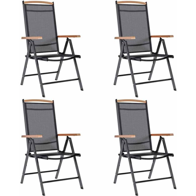 Vidaxl - Chaises de jardin pliables 4 pcs aluminium et textilène noir