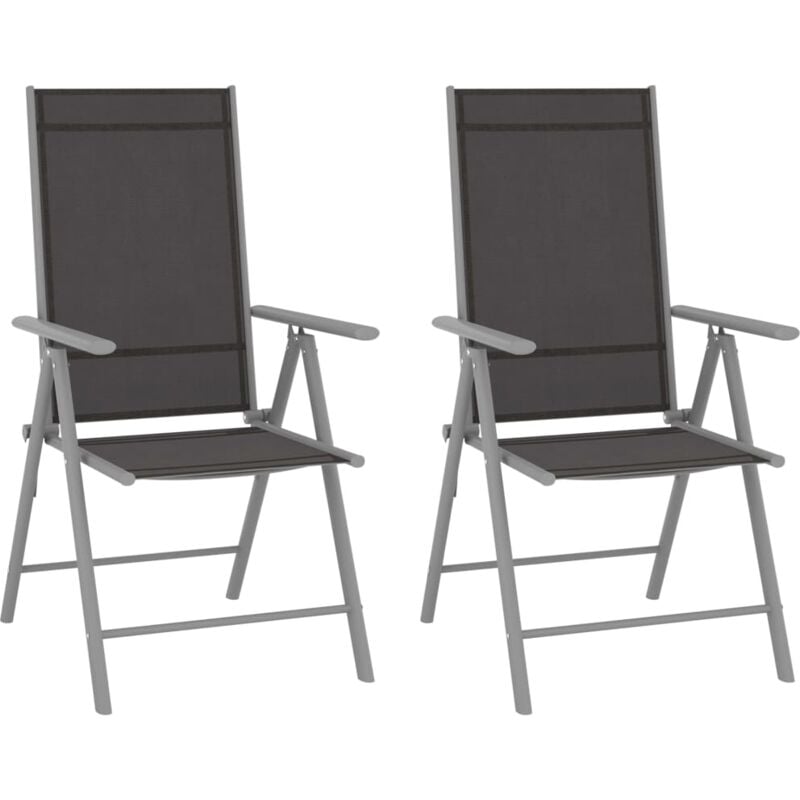 Chaises de jardin pliables lot de 2 Textilène Noir vidaXL