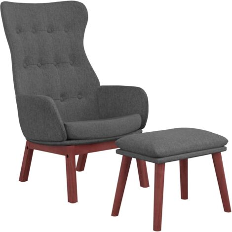 vidaXL Chaise de relaxation avec repose-pied Gris foncé Tissu