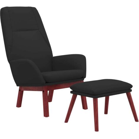 vidaXL Chaise de relaxation avec repose-pied Noir Tissu