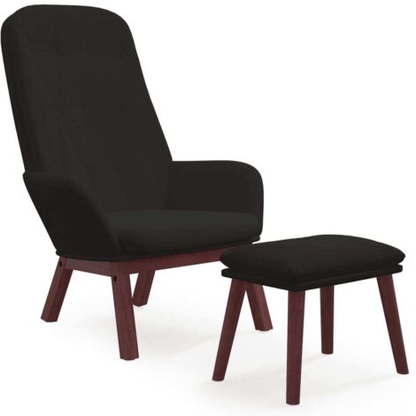 vidaXL Chaise de relaxation avec repose-pied Noir Velours