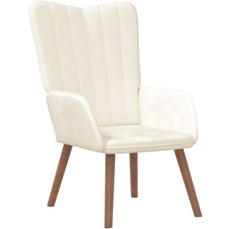 vidaXL Chaise de relaxation Blanc crème Velours