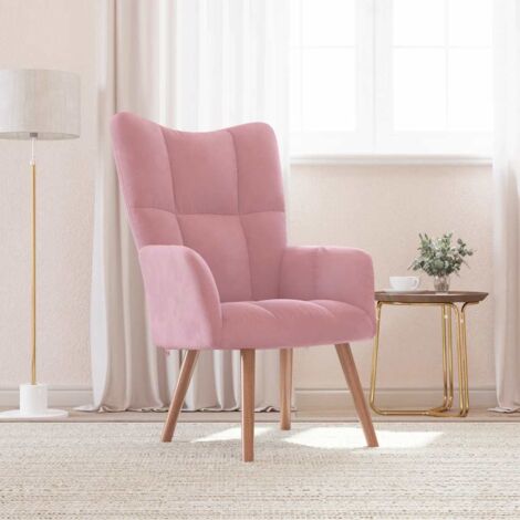 Vidaxl – Chaise de relaxation en velours rose – Mousse épaisse et cadre en acier – Dimensions 61,5 x 69 x 95,5 cm – Confort optimal
