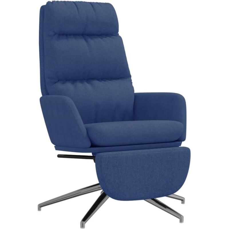 Vidaxl - Chaise de relaxation avec repose-pied Bleu Tissu