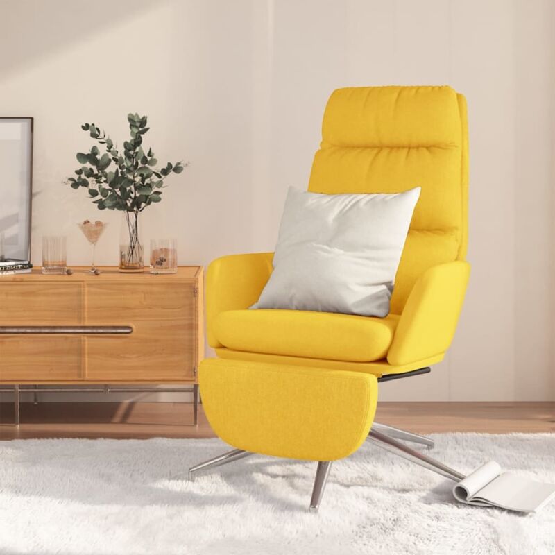 Chaise de relaxation avec repose-pied Jaune moutarde Tissu Vidaxl