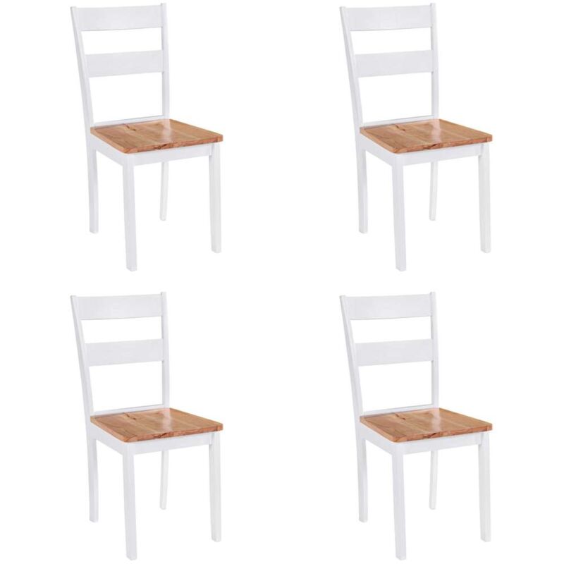 Chaises à manger lot de 4 blanc bois d'hévéa massif