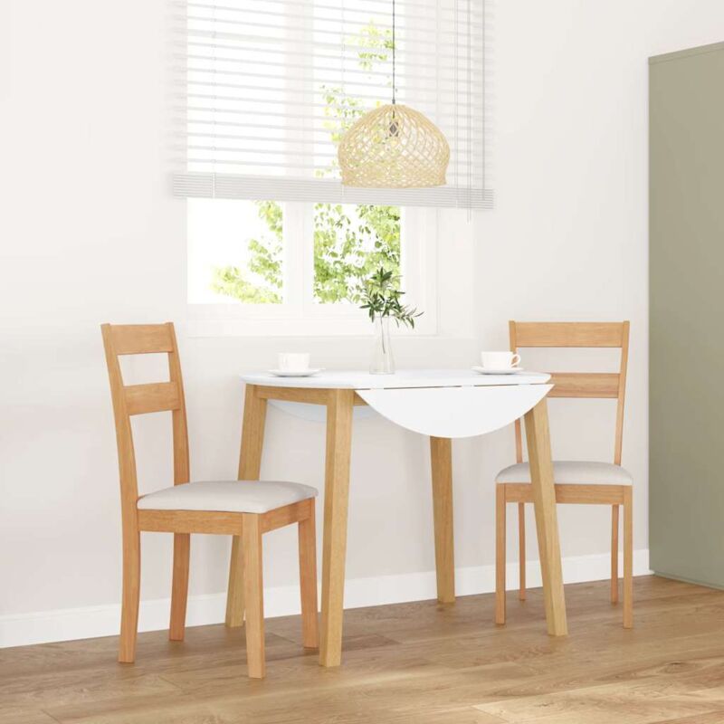 Chaises à manger coussins 2 pcs naturel bois massif caoutchouc - Vidaxl