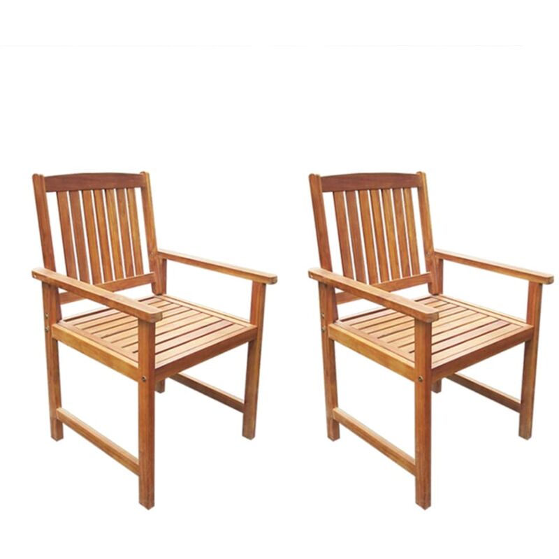 Chaises de jardin 2 pcs Bois d'acacia massif Marron