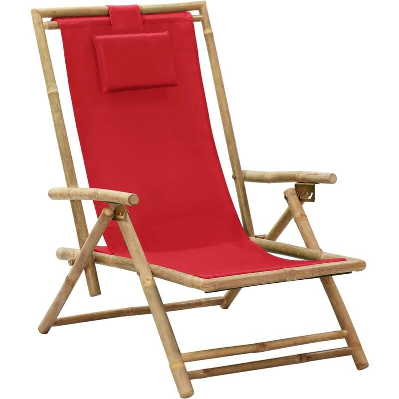 Vidaxl - Chaise de relaxation inclinable Rouge Bambou et tissu