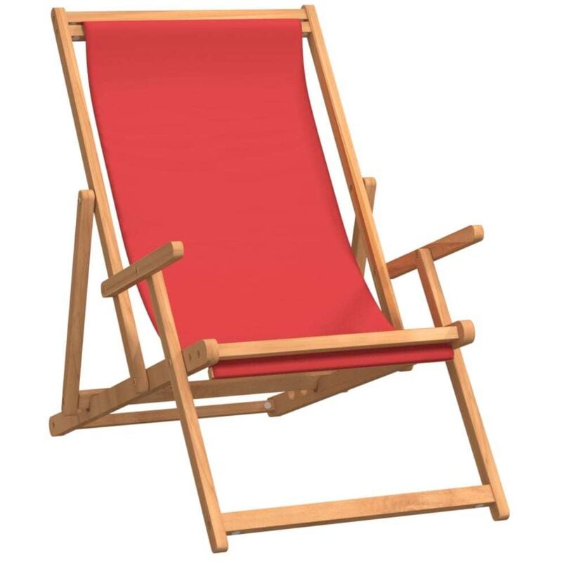 Vidaxl - Chaise de plage pliable Bois de teck solide Rouge