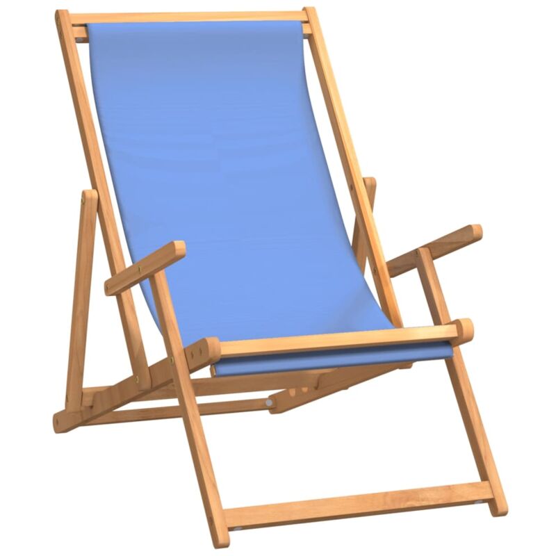 Vidaxl - Chaise de plage pliable Bois de teck solide Bleu