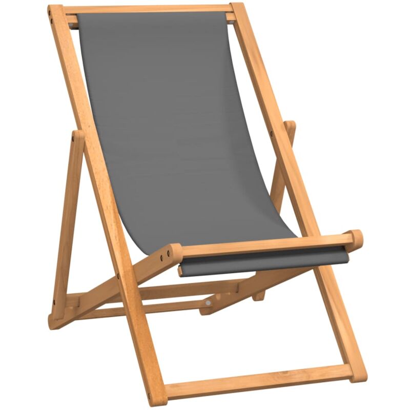 Vidaxl - Chaise de plage pliable Bois de teck solide Gris