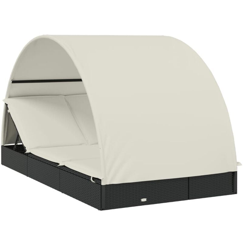 Vidaxl - Transat 2 places avec toit rond noir 211x112x140 cm