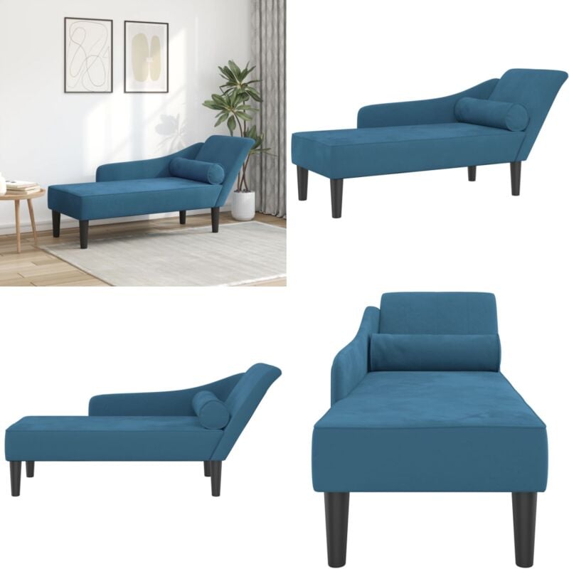 Vidaxl - Chaise longue avec coussins bleu velours